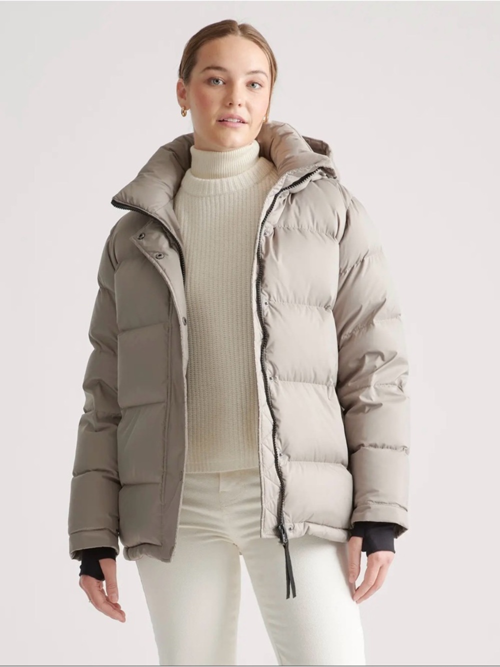 NWT Women's Stone Taupe Puffer Jacket - Small